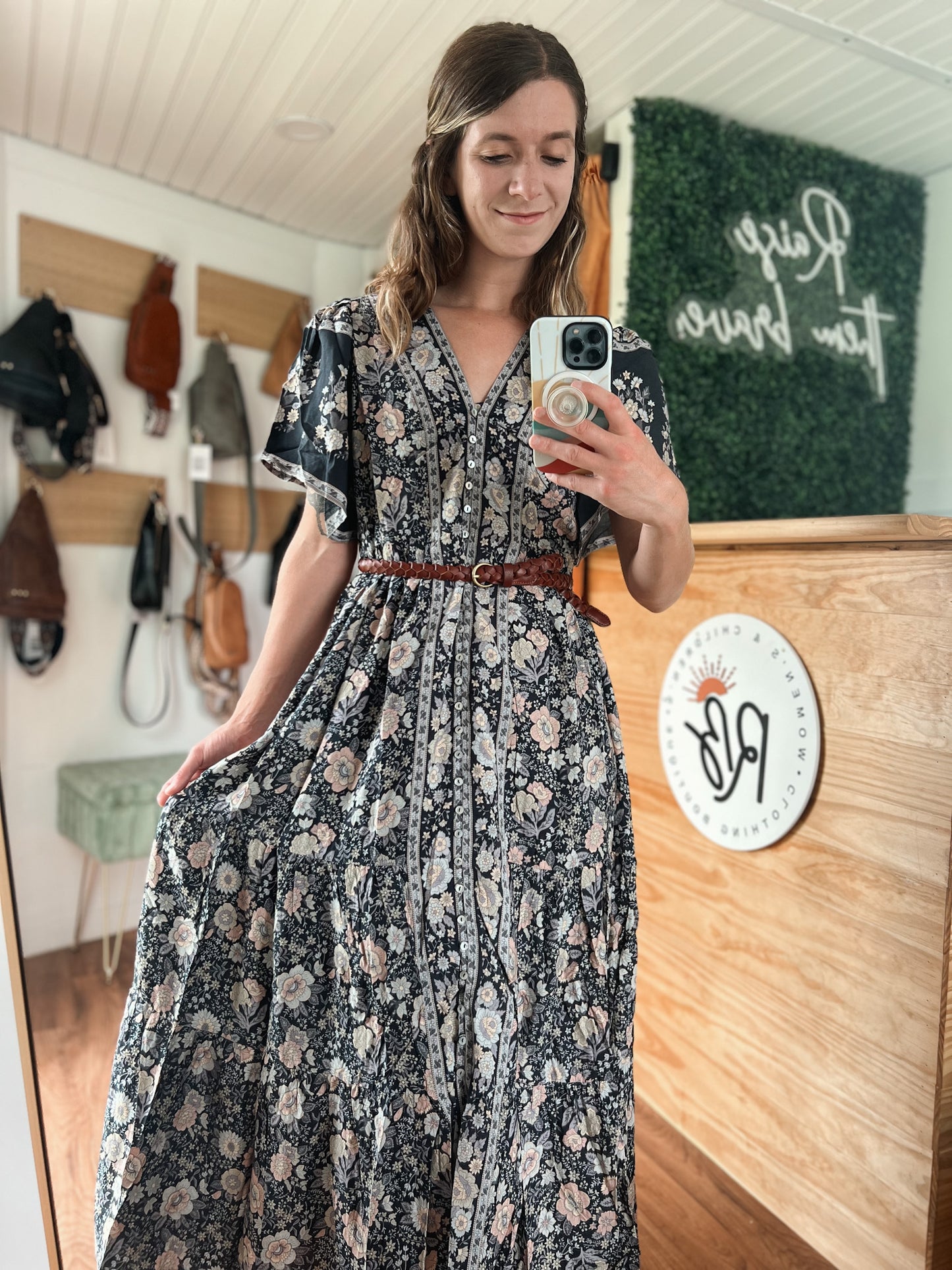 Boho Border Print Midi Dress