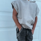 Classic Vintage-Wash Sleeveless Hoodie