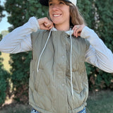 Olive Quilted Vest with Hoodie
