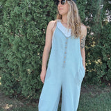 Blue Acid Washed Thermal Jumpsuit