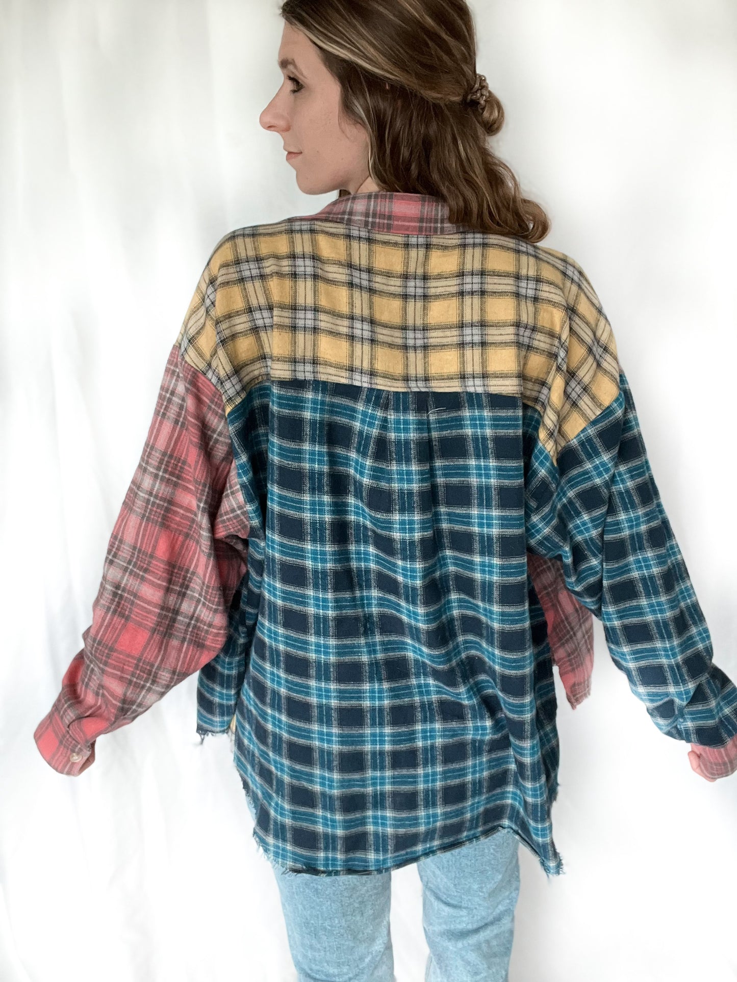 Multi Colored Distressed Flannel