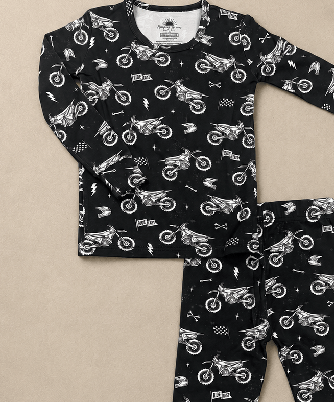 Bamboo Romper Dirt Bike Bamboo Set Raising Brave Boutique