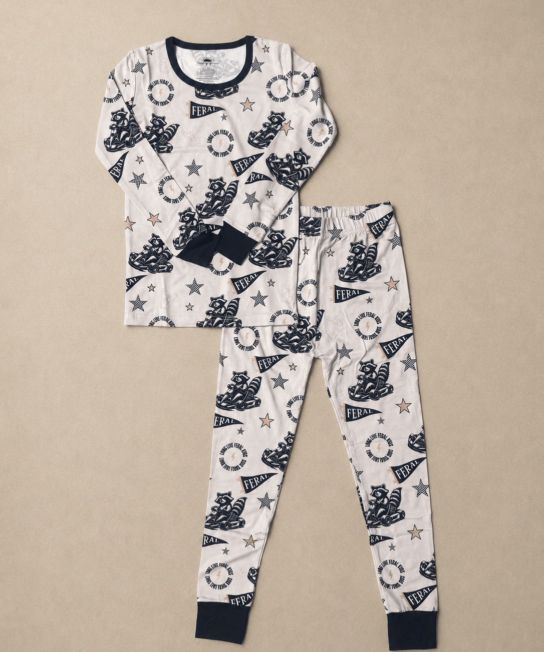 Bamboo Romper Long Live Feral Kids Raccoon Bamboo Set Raising Brave Boutique