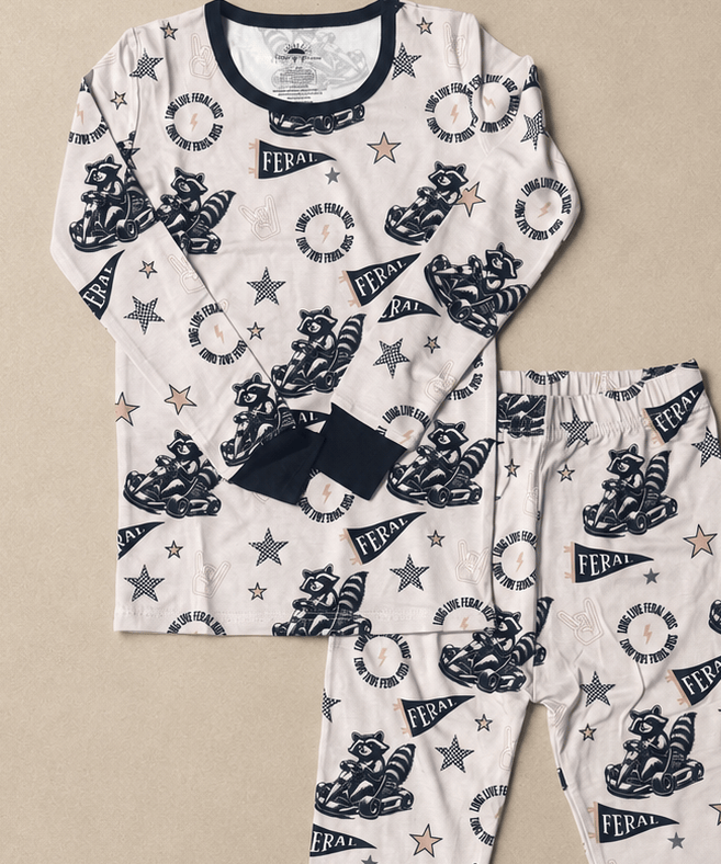 Bamboo Romper Long Live Feral Kids Raccoon Bamboo Set Raising Brave Boutique