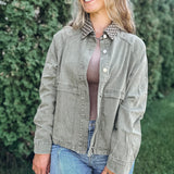 Jackets "Check You Out" Olive Twill Jacket Raising Brave Boutique
