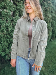 Jackets "Check You Out" Olive Twill Jacket Raising Brave Boutique