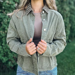Jackets "Check You Out" Olive Twill Jacket Raising Brave Boutique