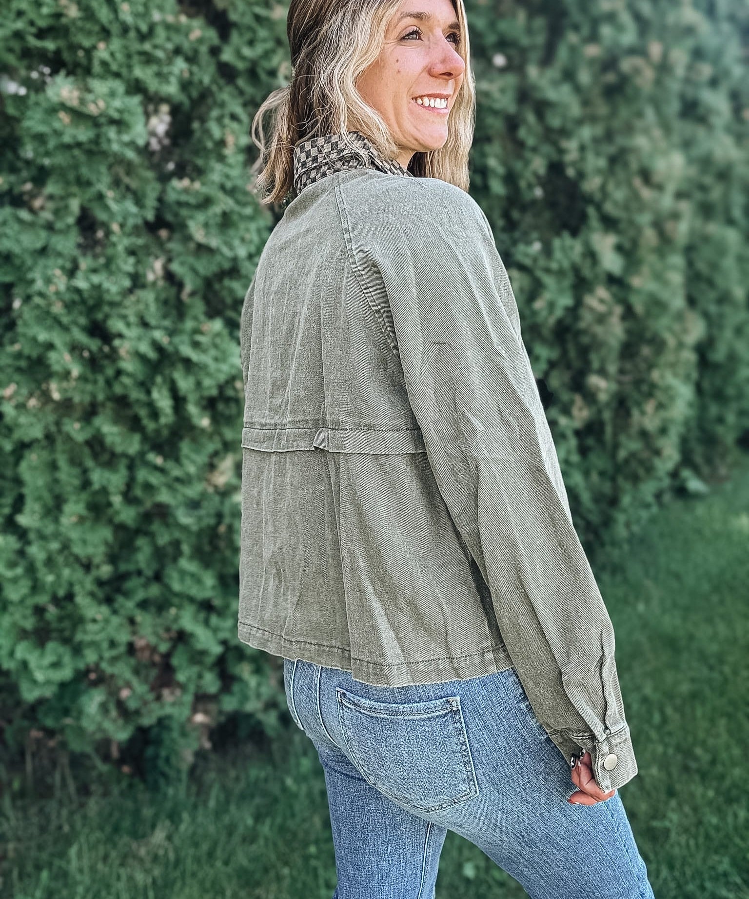Jackets "Check You Out" Olive Twill Jacket Raising Brave Boutique