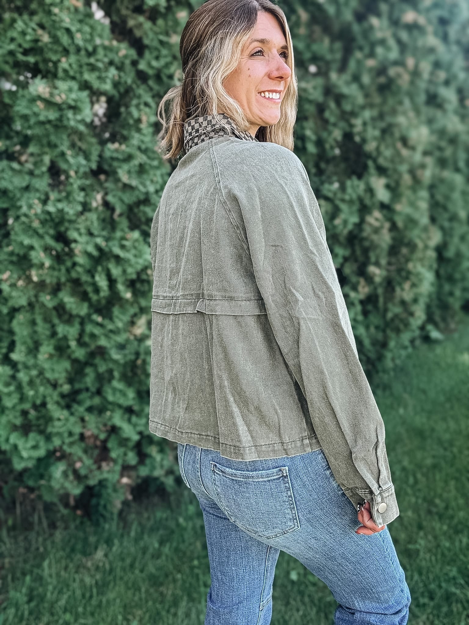 Jackets "Check You Out" Olive Twill Jacket Raising Brave Boutique