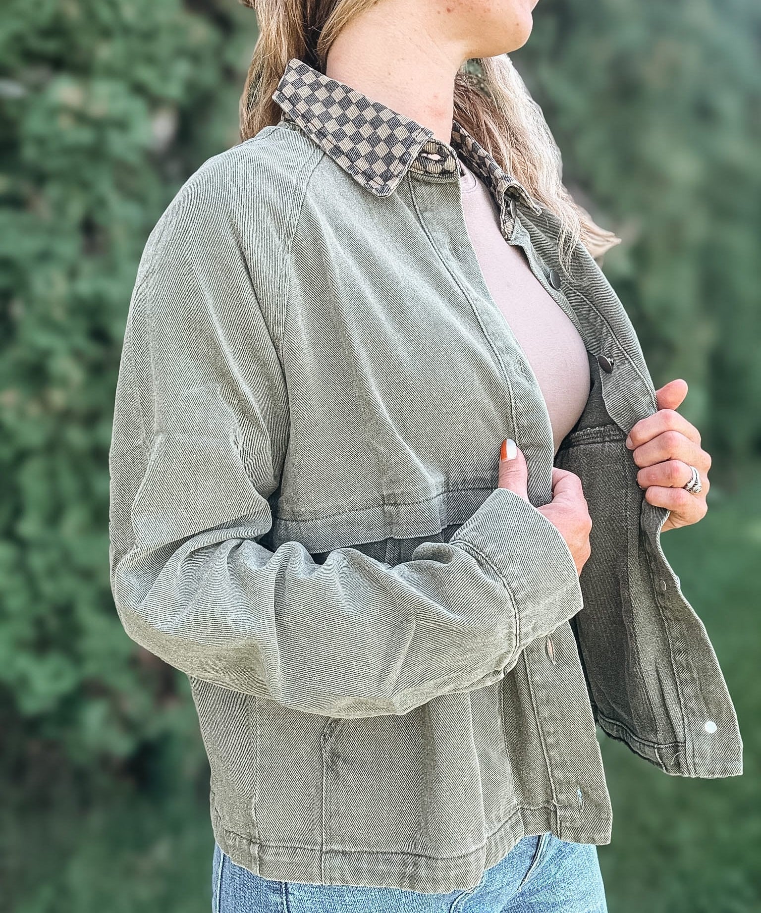 Jackets "Check You Out" Olive Twill Jacket Raising Brave Boutique