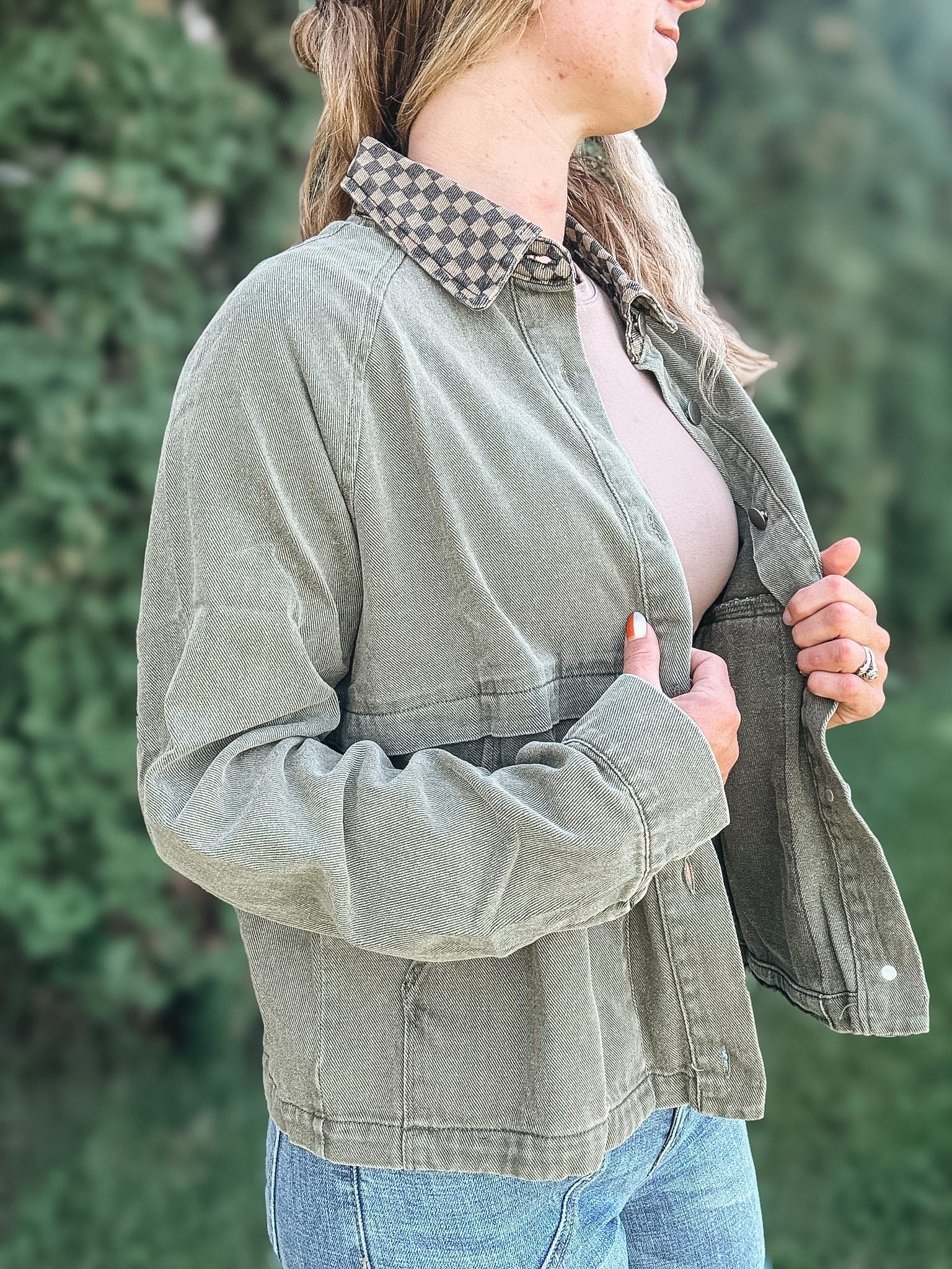 Jackets "Check You Out" Olive Twill Jacket Raising Brave Boutique