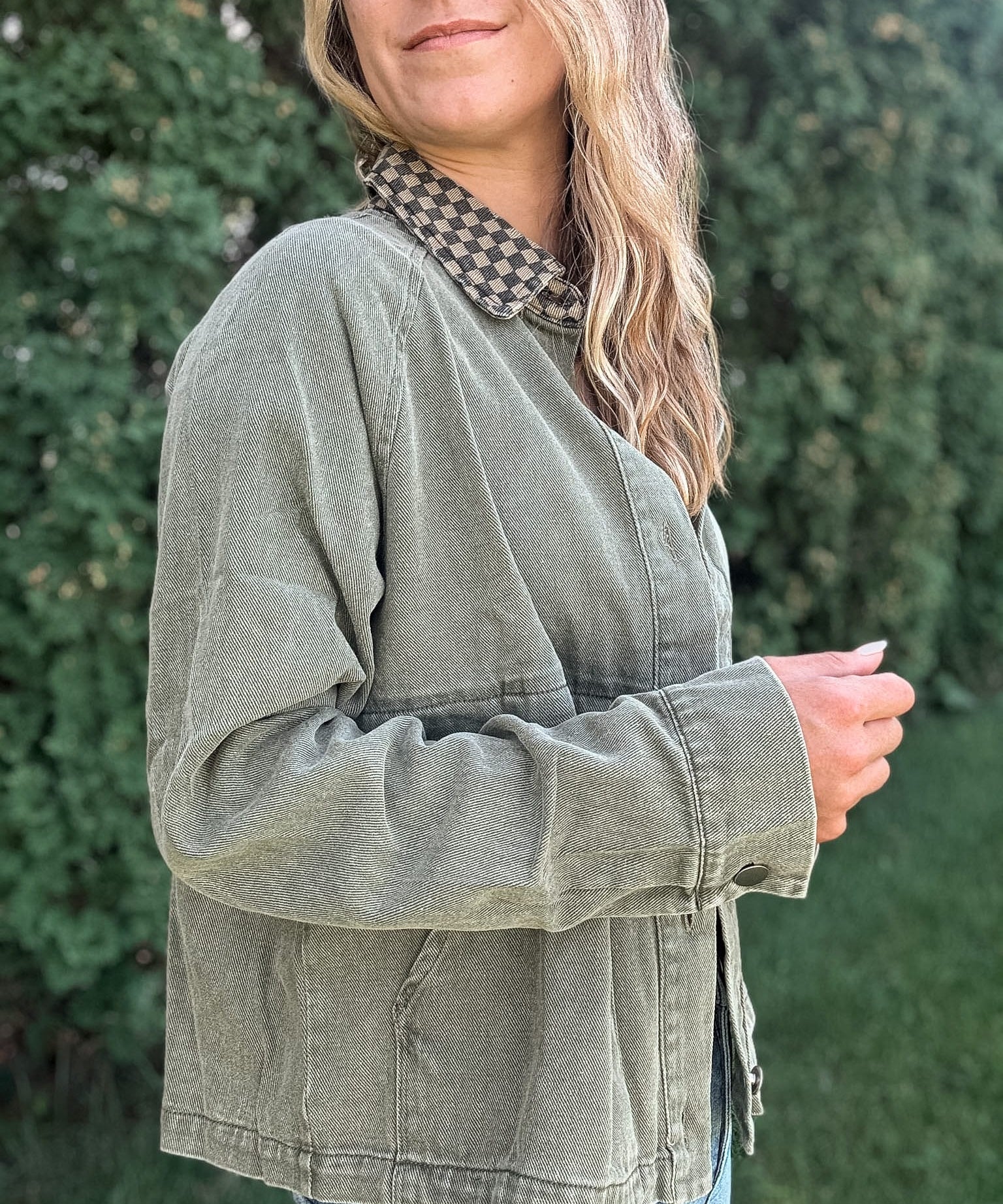 Jackets "Check You Out" Olive Twill Jacket Raising Brave Boutique