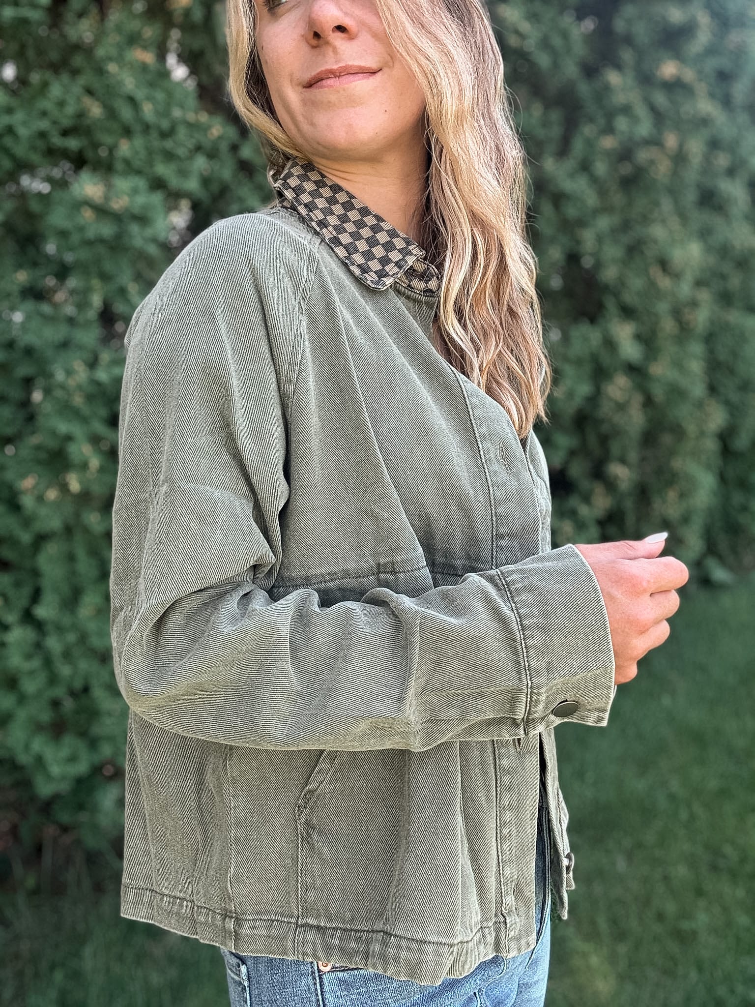 Jackets "Check You Out" Olive Twill Jacket Raising Brave Boutique