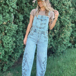 Barrel Embroidered Floral Overalls Raising Brave Boutique
