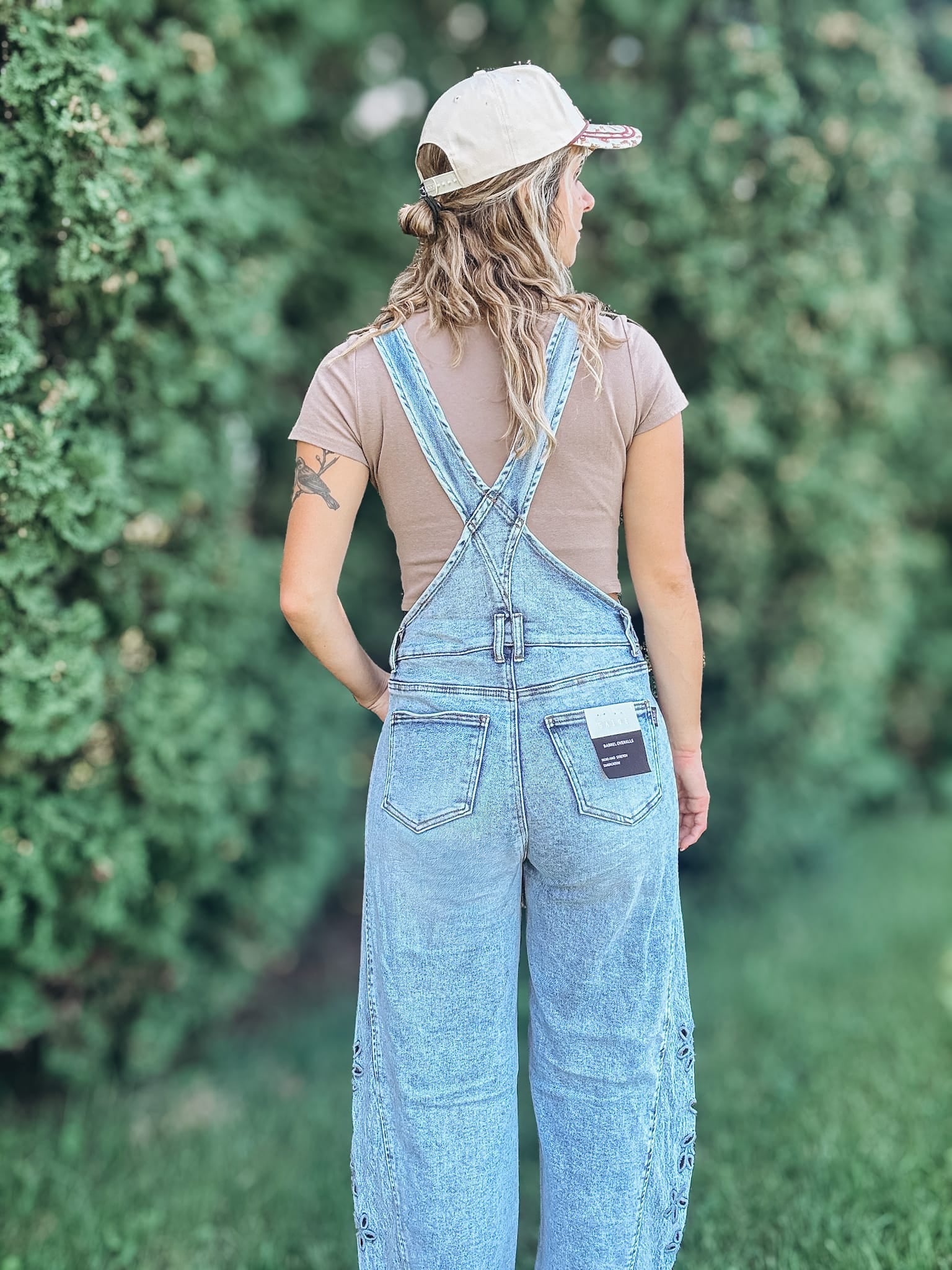 Barrel Embroidered Floral Overalls Raising Brave Boutique