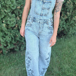 Barrel Embroidered Floral Overalls Raising Brave Boutique