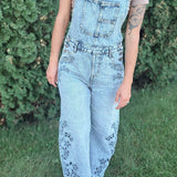 Barrel Embroidered Floral Overalls Raising Brave Boutique