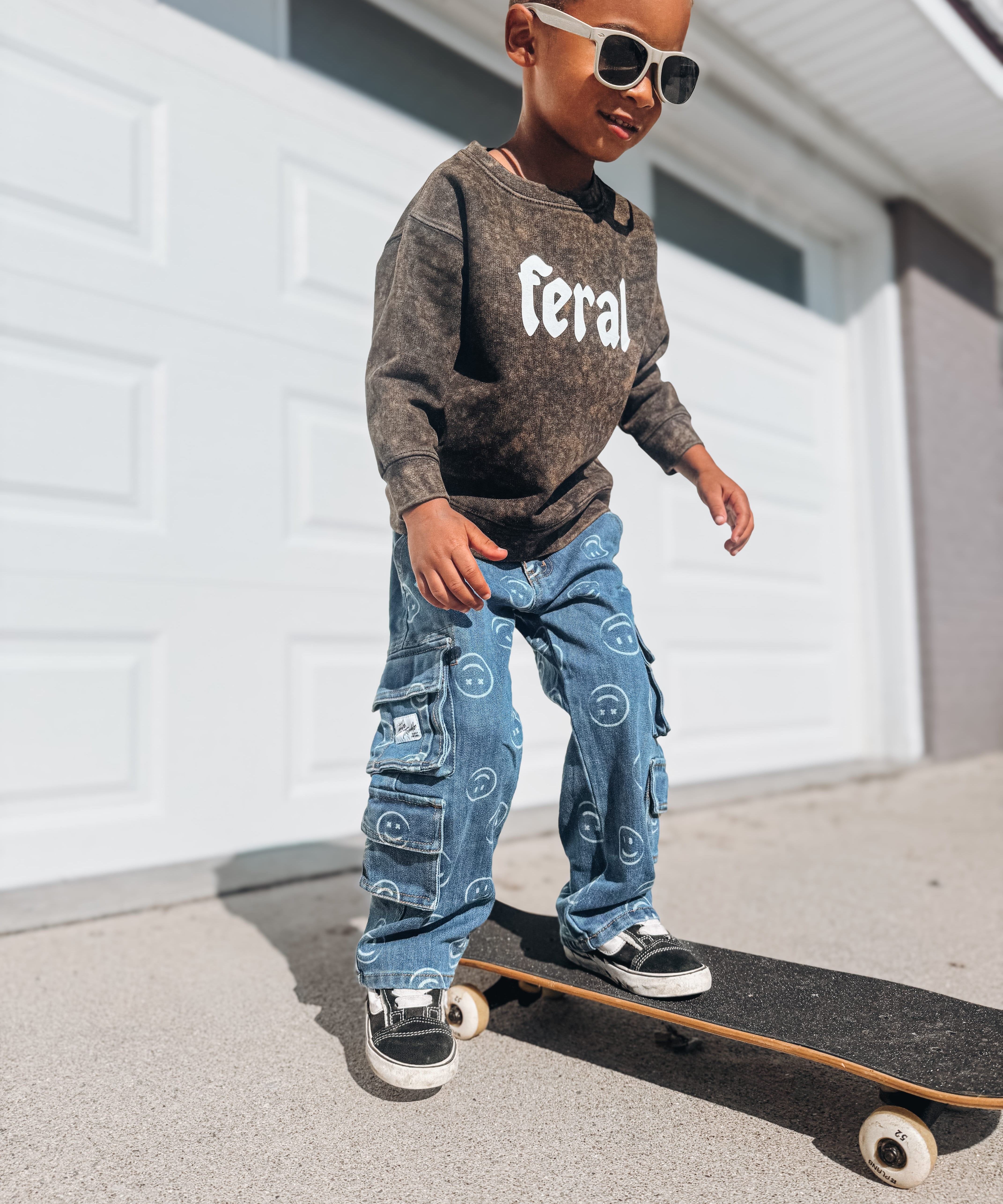 Baby Crewneck Feral Mineral Wash Crewneck Raising Brave Boutique