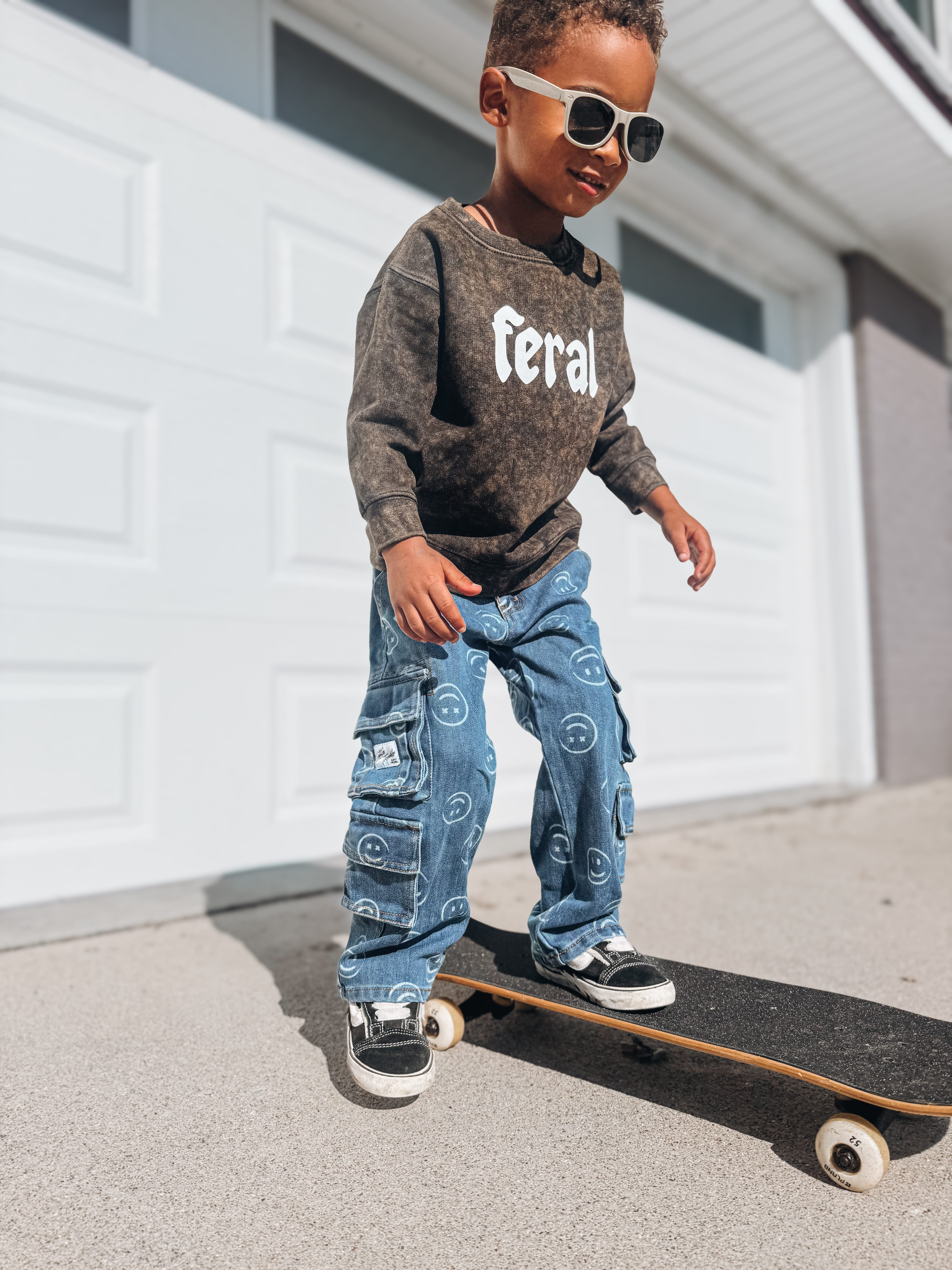 Baby Crewneck Feral Mineral Wash Crewneck Raising Brave Boutique