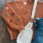 Floral Sleeve Rust Sweater