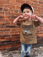 baby tees Reason Mama Runs on Coffee Tee Raising Brave Boutique