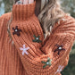 Floral Sleeve Rust Sweater