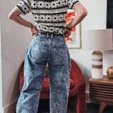 Floral Bleach Barrel Jeans
