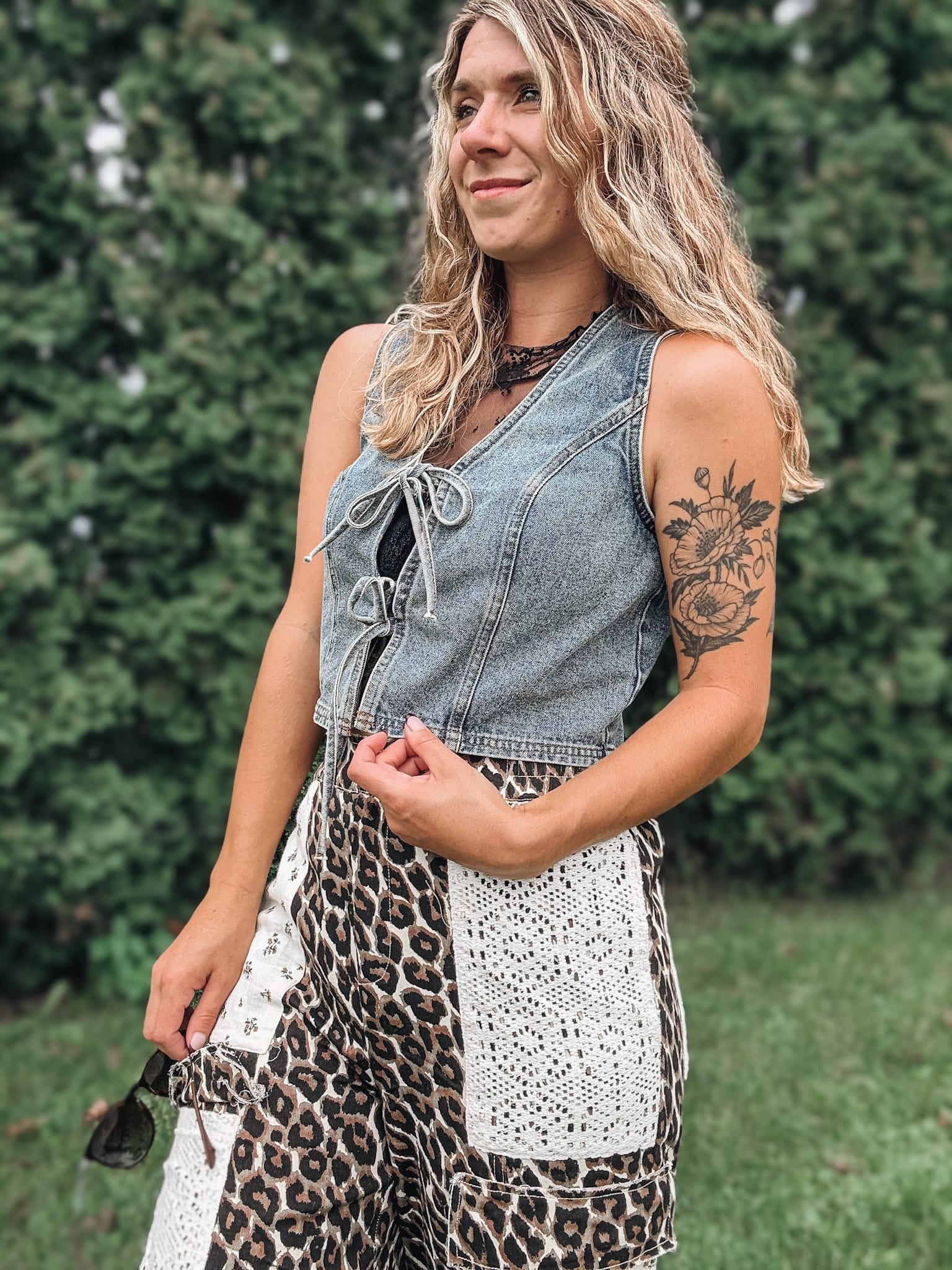 Vest Denim Tie Vest Raising Brave Boutique