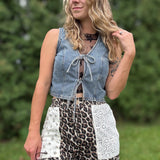 Vest Denim Tie Vest Raising Brave Boutique