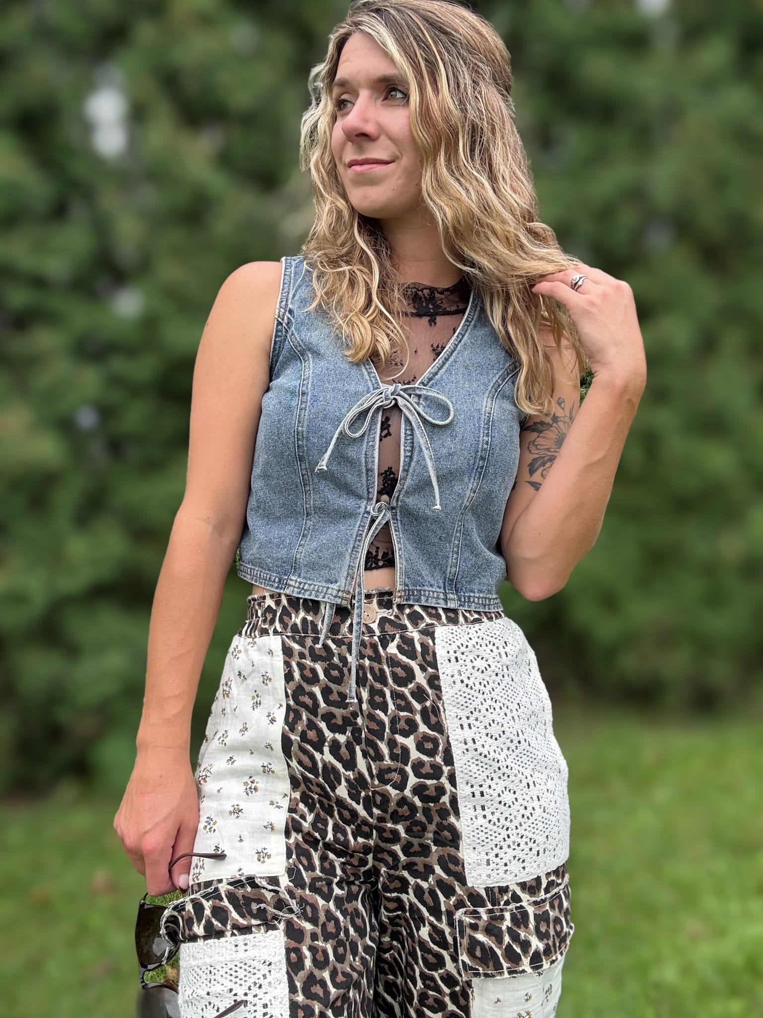 Vest Denim Tie Vest Raising Brave Boutique