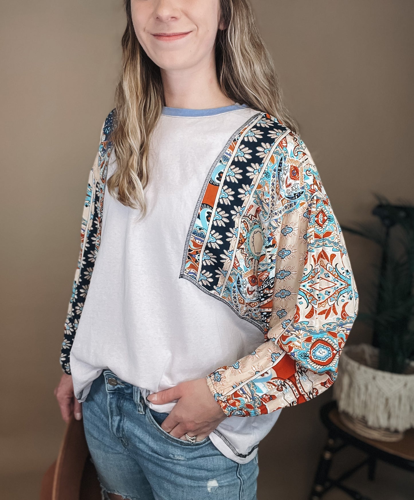 Boho Color Block Top