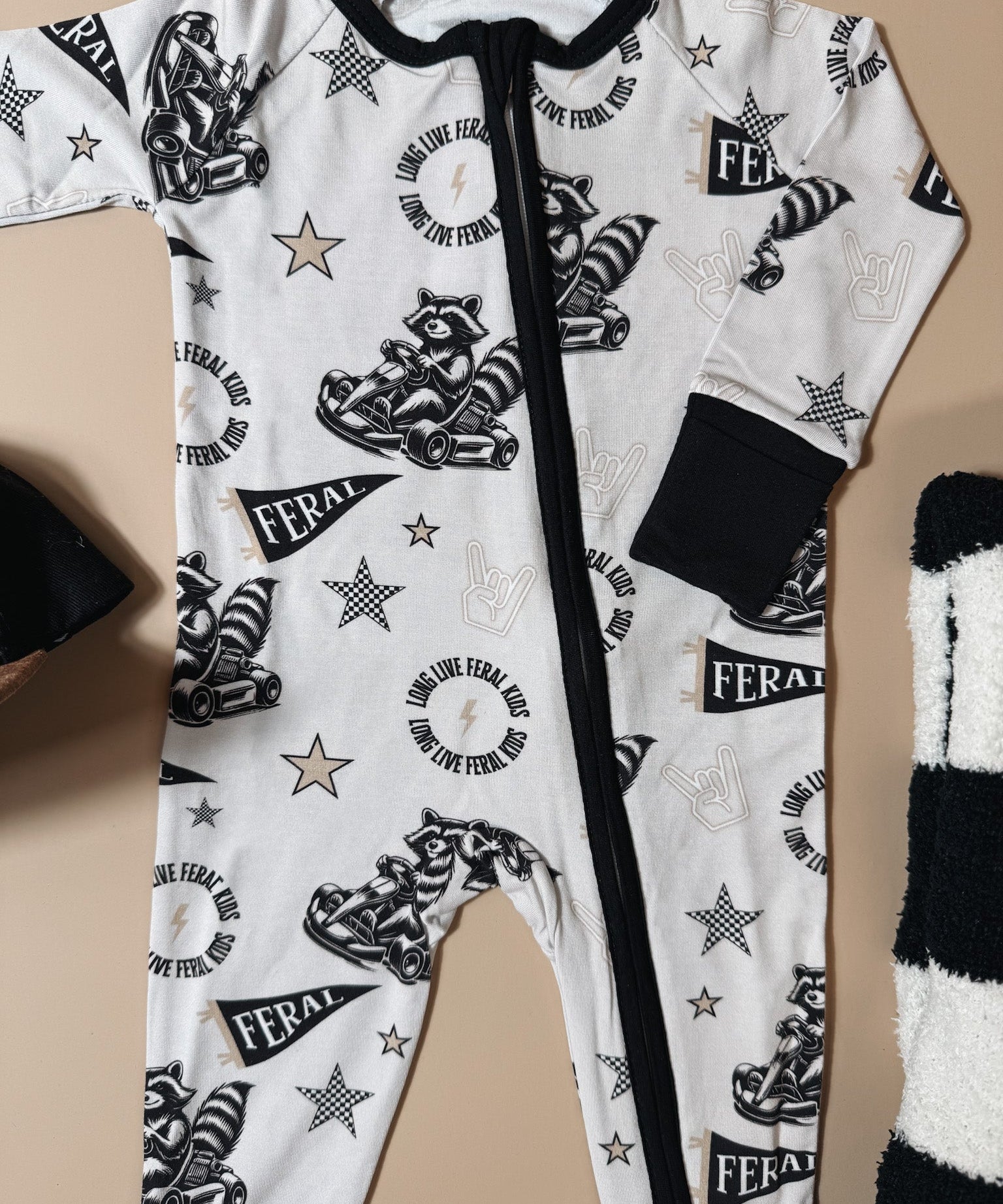 Long Live Feral Kids Bamboo Romper Raising Brave