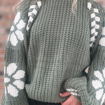 Sweaters Dolly Floral Green Sweater Raising Brave Boutique
