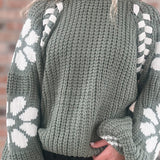 Sweaters Dolly Floral Green Sweater Raising Brave Boutique
