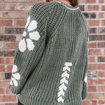 Sweaters Dolly Floral Green Sweater Raising Brave Boutique