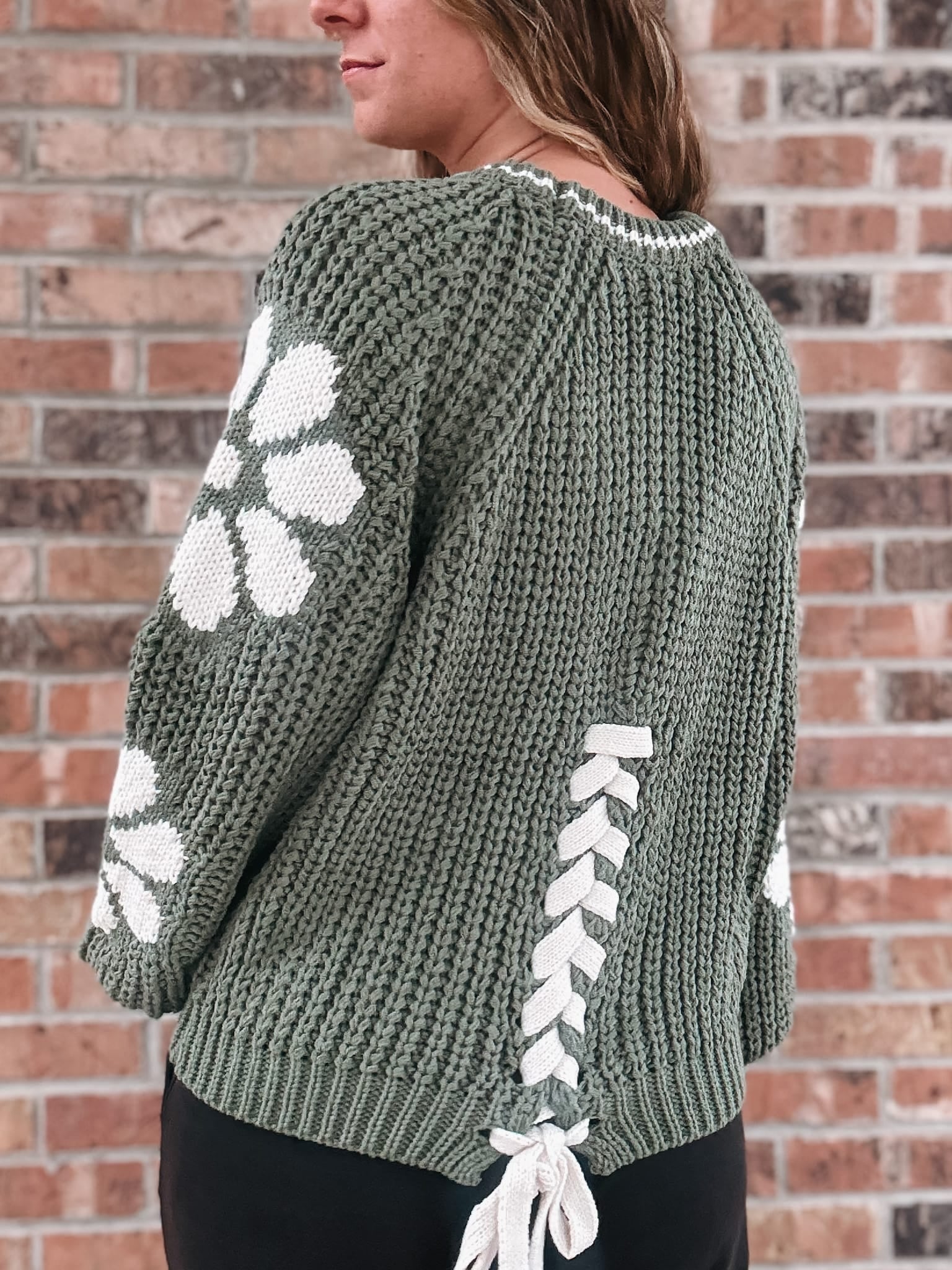 Sweaters Dolly Floral Green Sweater Raising Brave Boutique