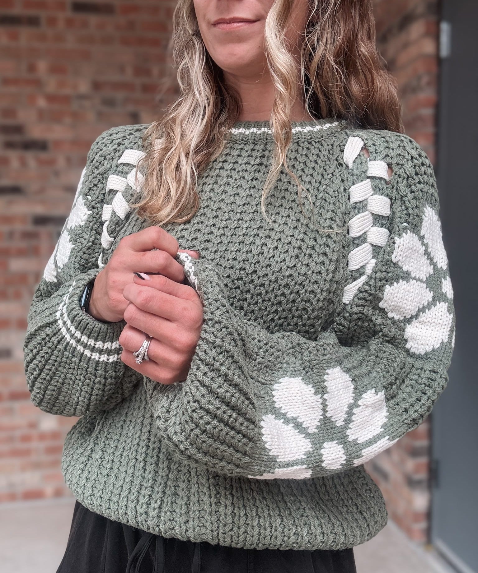 Sweaters Dolly Floral Green Sweater Raising Brave Boutique