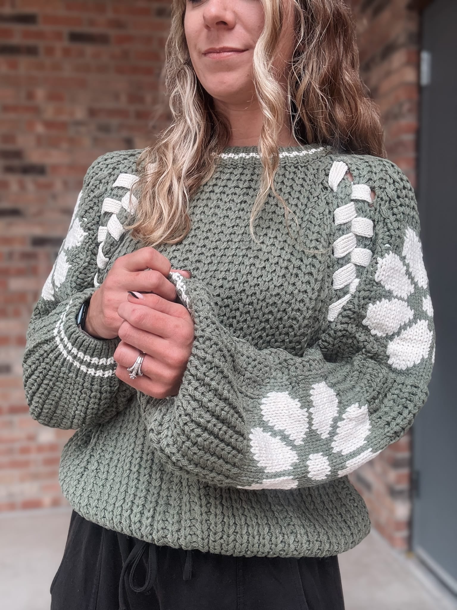 Sweaters Dolly Floral Green Sweater Raising Brave Boutique