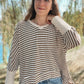 Textured Stripe V Neck Top