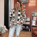 Checkered Days Oversized Waffle Knit Pullover Raising Brave Boutique