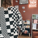 Checkered Days Oversized Waffle Knit Pullover Raising Brave Boutique