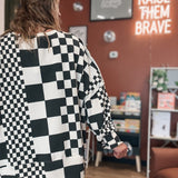 Checkered Days Oversized Waffle Knit Pullover Raising Brave Boutique