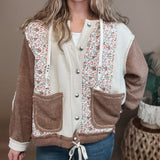 Mixed Print Hooded Quilted Jacket