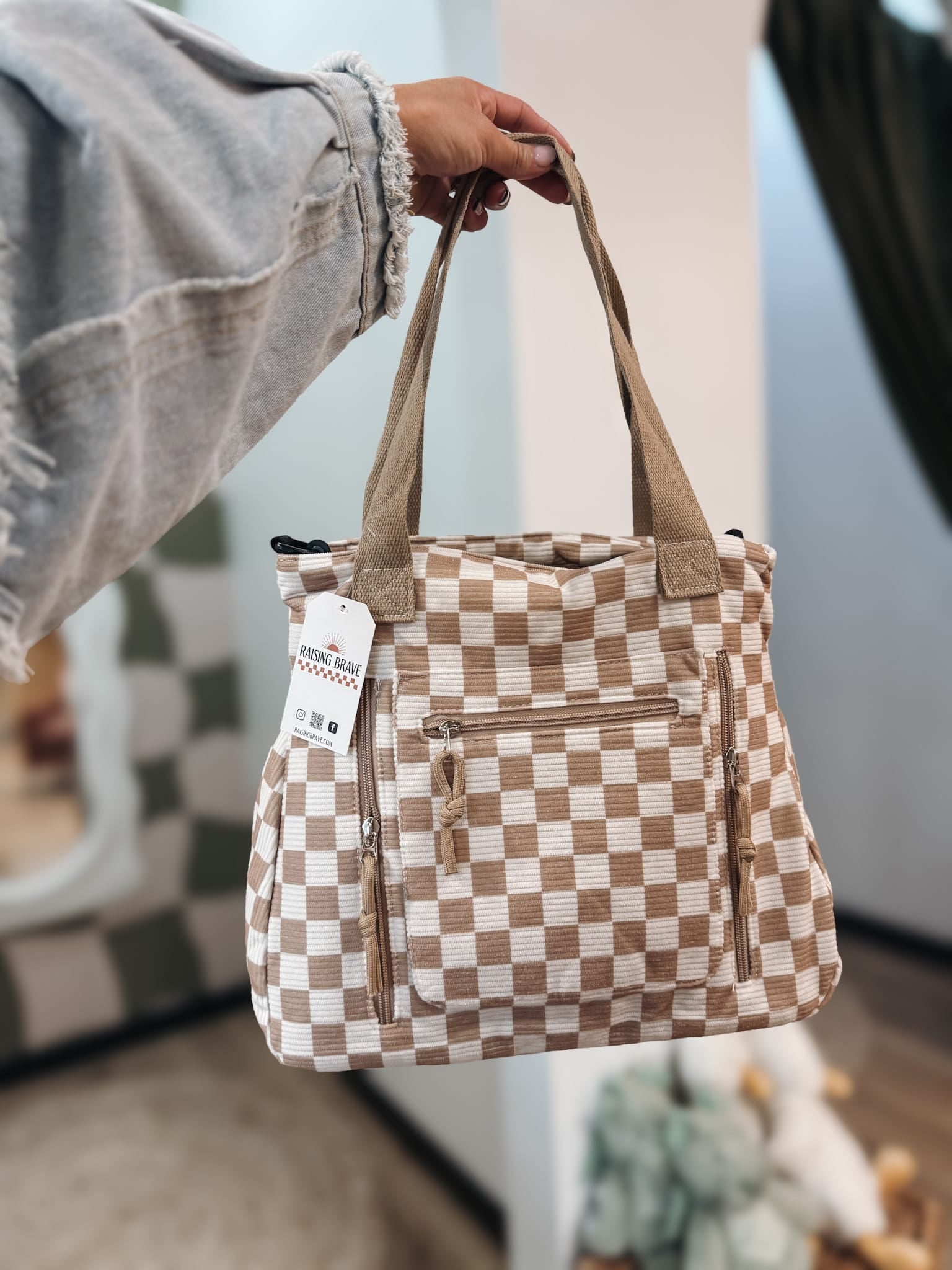 Purses Checkmate Carry All Corduroy Tote Bag Raising Brave Boutique