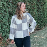 Oversized Grey Check Sweater