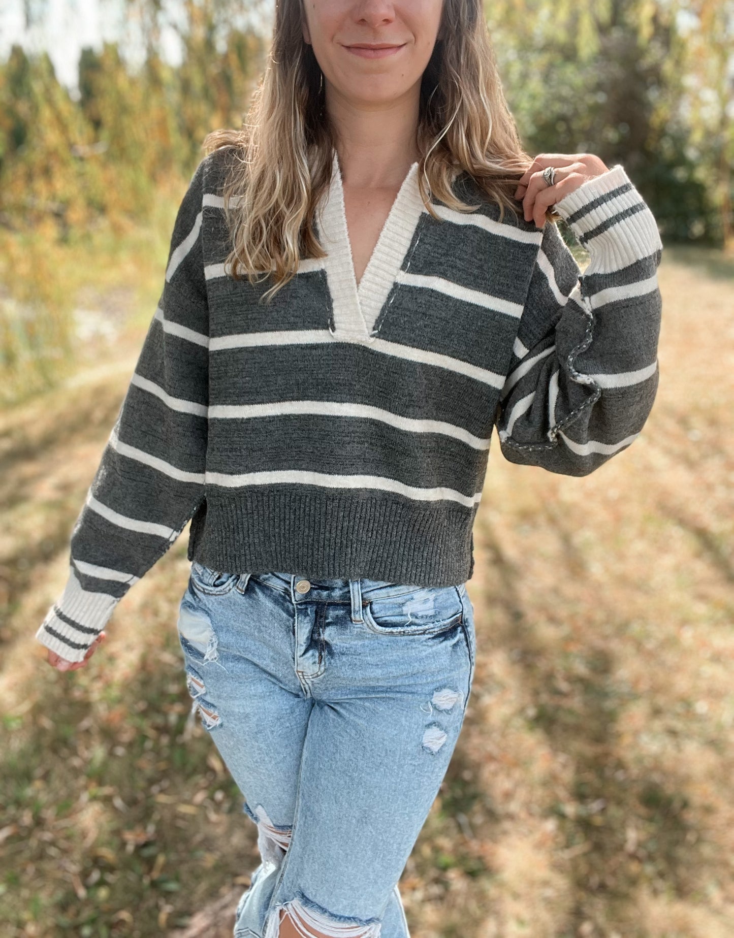 Striped Everyday Charcoal Sweater