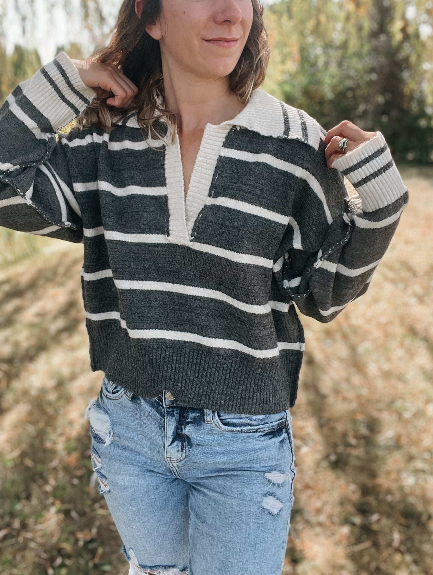 Striped Everyday Charcoal Sweater