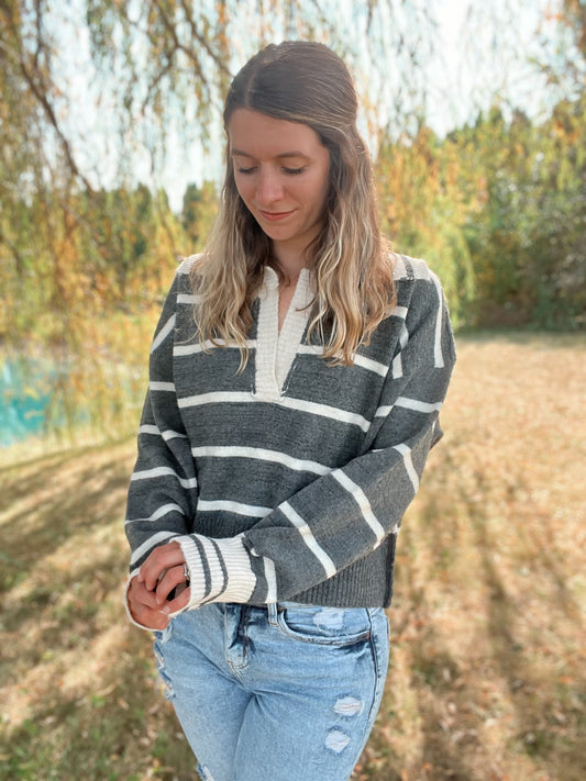 Striped Everyday Charcoal Sweater