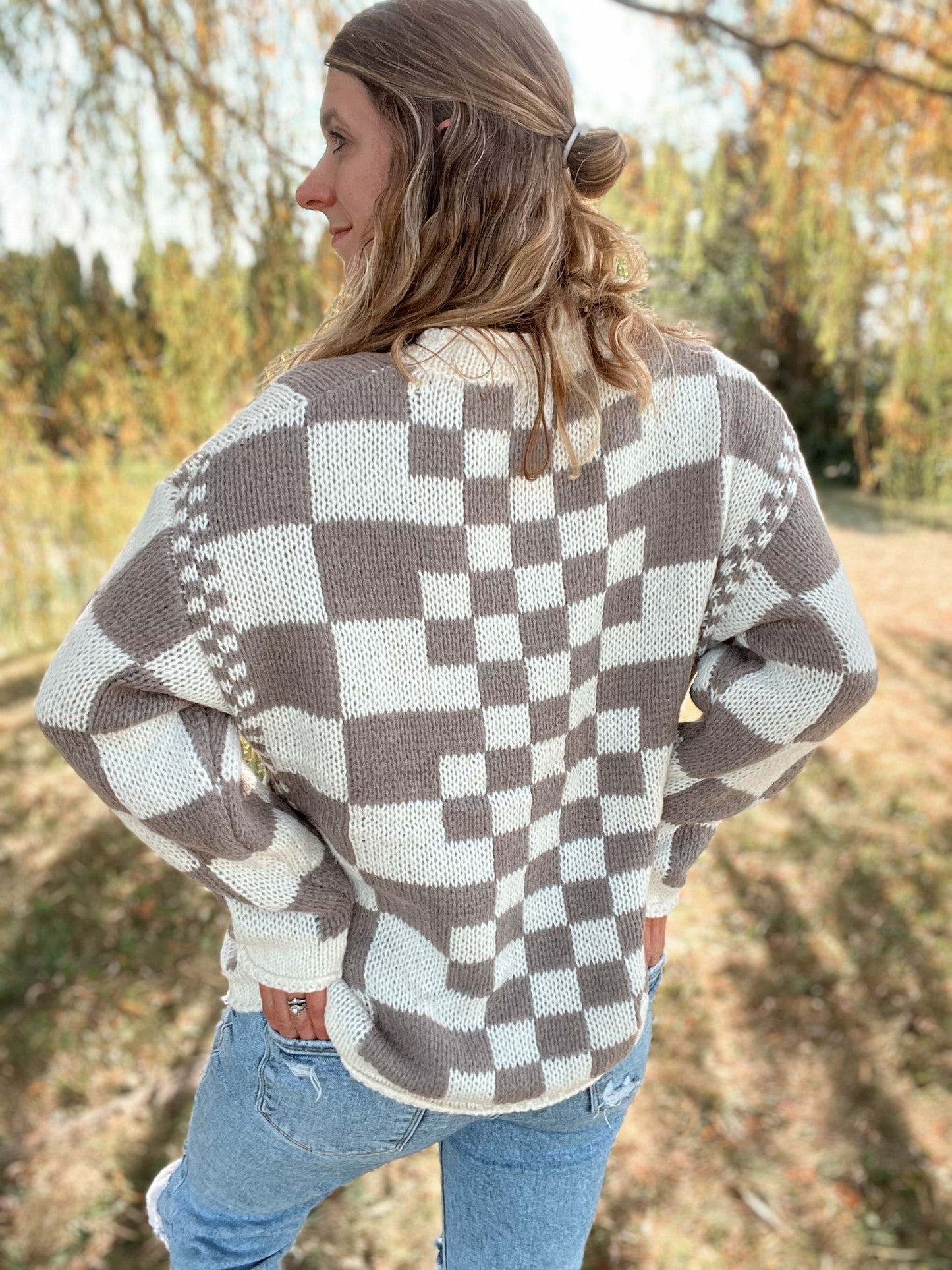 Vintage Checkered Chunky Sweater