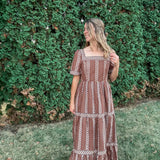 Cotton Border Print Maxi Dress
